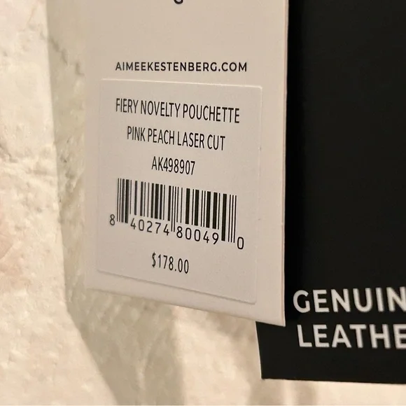 AIMEE KESTENBERG Pink Peach Fiery Laser Cut Leather Pouchette NWTS - Picture 6 of 13